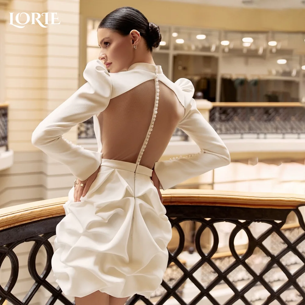 LORIE Vintage Mini Wedding Dresses High Collar A-Line Puff Shirt Button Bridal Gown Puff Sleeve Princess Bride Dress Customized
LORIE Vintage Mini Wedding Dresses High Collar A-Line Puff Shirt Button Bridal Gown Puff Sleeve Princess Bride Dress Customized