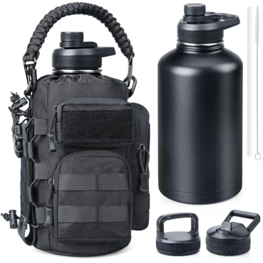 64 oz Insulated Water Bottle with Sleeve Half Gallon Stainless Steel Tactical Water Jug Large Military Water Bottle with 3-IN-1
64 oz Insulated Water Bottle with Sleeve Half Gallon Stainless Steel Tactical Water Jug Large Military Water Bottle with 3-IN-1
