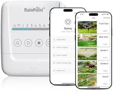 Умный контроллер полива RAINPOINT на 8 зон с Wi-Fi и функцией прогнозирования погоды – таймер полива с управлением через приложение
Умный контроллер полива RAINPOINT на 8 зон с Wi-Fi и функцией прогнозирования погоды – таймер полива с управлением через приложение
