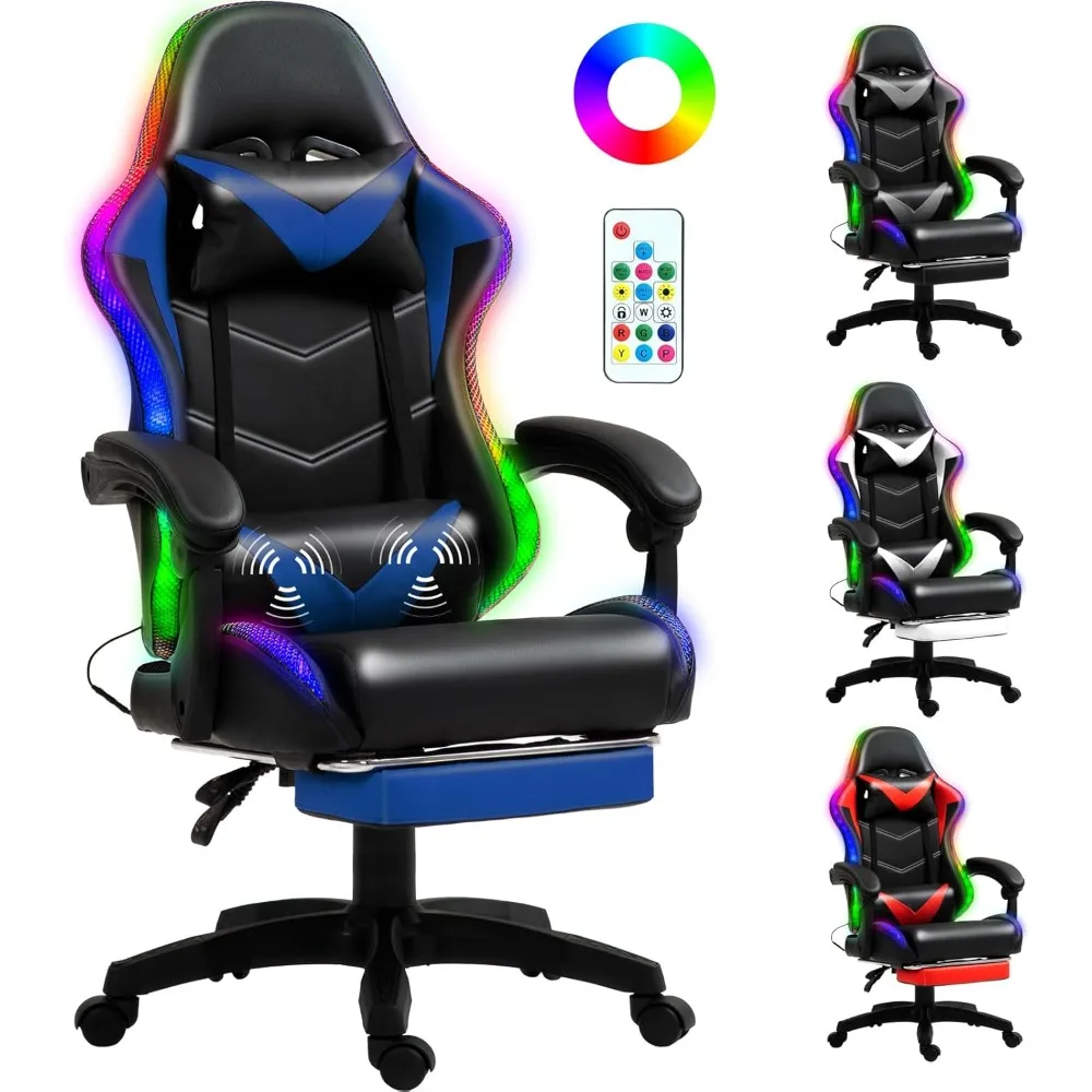 Gaming Chair, Racing Style RGB LED Lights Gaming Chairs for Adults and Kids, Lumbar Massager Gamer Chair, High Back Reclining Co
Gaming Chair, Racing Style RGB LED Lights Gaming Chairs for Adults and Kids, Lumbar Massager Gamer Chair, High Back Reclining Co