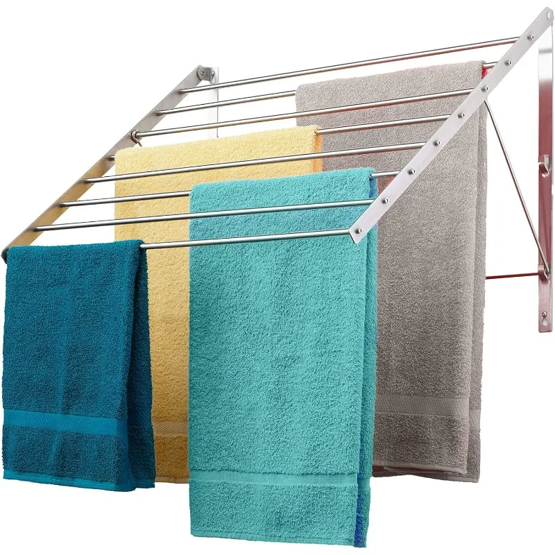Wall Mounted | Clothes Drying Rack| 22" Wide |15 Linear Feet Capacity | 8 Smooth Round Stainless Steel Rods | 60 Lb Capacity
Wall Mounted | Clothes Drying Rack| 22" Wide |15 Linear Feet Capacity | 8 Smooth Round Stainless Steel Rods | 60 Lb Capacity