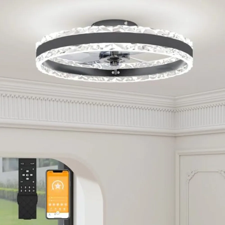 Low Profile Ceiling Fans with Light and Remote, 19.7in Fandelier Ceiling Fan with Light, 3000K-6500K Dimmable Flush Mount LED C
Low Profile Ceiling Fans with Light and Remote, 19.7in Fandelier Ceiling Fan with Light, 3000K-6500K Dimmable Flush Mount LED C
