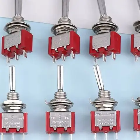 3-контактный тумблер, 3/2-позиционный самоблокирующийся/сброс DPDT SPST, включение и выключение, плоская ручка с фиксацией, 5A, 125 В переменного тока, 2 А, 250 В переменного тока для электроники
3-контактный тумблер, 3/2-позиционный самоблокирующийся/сброс DPDT SPST, включение и выключение, плоская ручка с фиксацией, 5A, 125 В переменного тока, 2 А, 250 В переменного тока для электроники