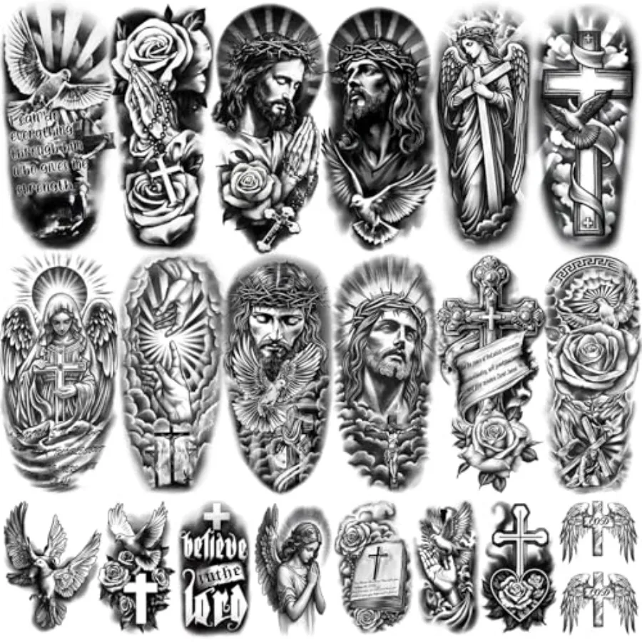 77 Sheets Christian Temporary Tattoo Adult, Religious Jesus Christ Cross Angels God Half Arm Fake Tattoos, Christ Catholic Real
77 Sheets Christian Temporary Tattoo Adult, Religious Jesus Christ Cross Angels God Half Arm Fake Tattoos, Christ Catholic Real