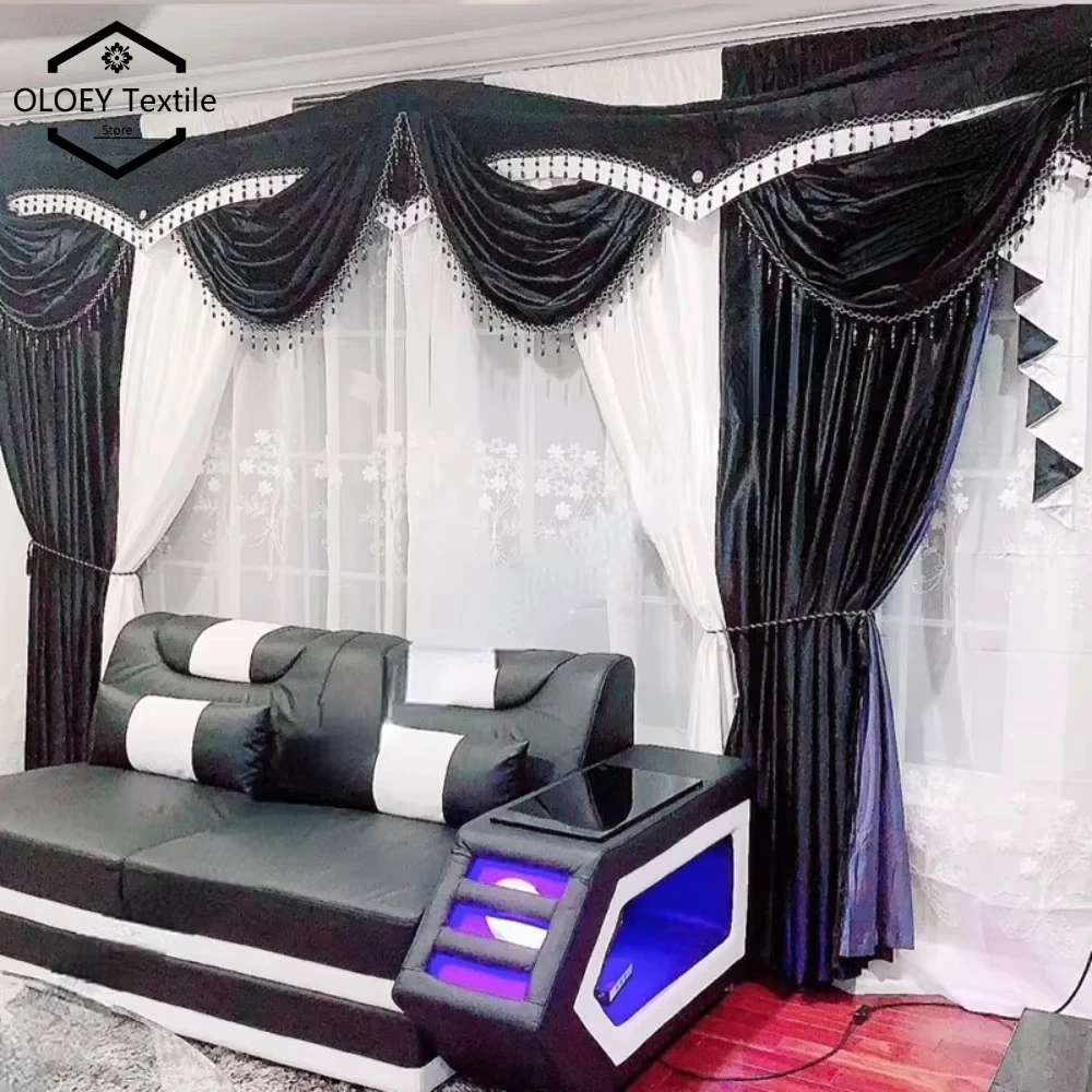French Black White Embroidered Tulle Curtains Romantic Valance Drapes for Living Room Bedroom Dining Room European Luxury Decor
French Black White Embroidered Tulle Curtains Romantic Valance Drapes for Living Room Bedroom Dining Room European Luxury Decor