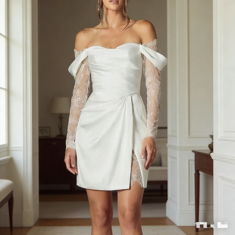 Customized Elegant Short Ivory Wedding Dresses Off Shoulder Above-Knee Mini Brides Dress Women Vestidos De Novias Gowns 2026
Customized Elegant Short Ivory Wedding Dresses Off Shoulder Above-Knee Mini Brides Dress Women Vestidos De Novias Gowns 2026