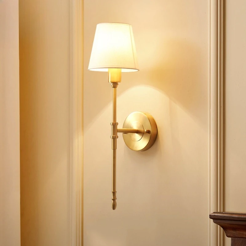 American simple modern atmosphere villa TV background wall living room all copper wall lamp
American simple modern atmosphere villa TV background wall living room all copper wall lamp