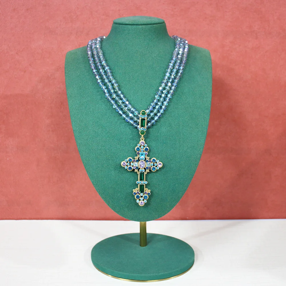 Multi-strand Crystal Beaded Cross Exaggerated Necklace Sweater Chain Classy Necklace
Multi-strand Crystal Beaded Cross Exaggerated Necklace Sweater Chain Classy Necklace