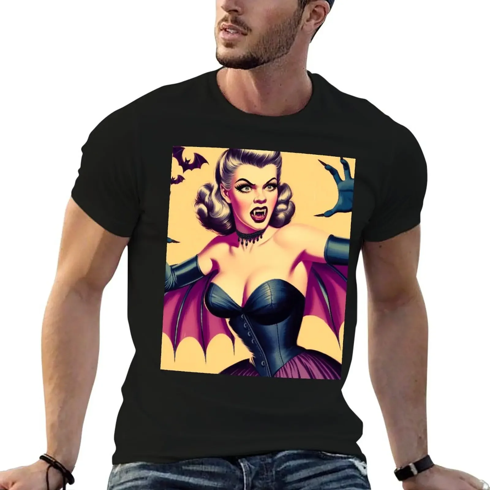 Retro Vampire Woman T-Shirt graphics blacks anime figures sports fans clothes for men
Retro Vampire Woman T-Shirt graphics blacks anime figures sports fans clothes for men