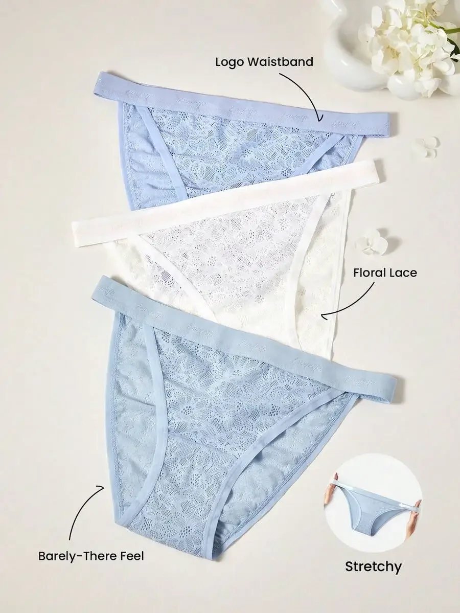 3-Pack Soft Floral Lace Low-Waist Cheeky Panties For Women
3-Pack Soft Floral Lace Low-Waist Cheeky Panties For Women