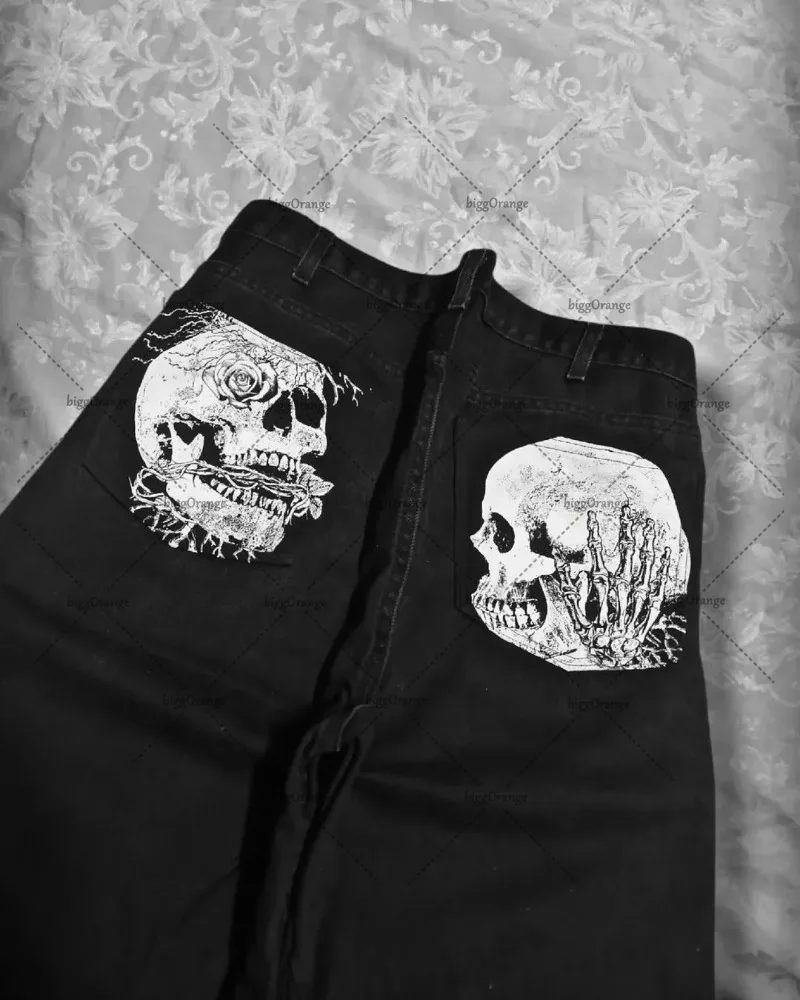 American Retro Skull Fashionable Loose Jeans Men Street Hip-hop Harajuku Y2K Casual Punk Rock Straight Wide-leg Pants Women
American Retro Skull Fashionable Loose Jeans Men Street Hip-hop Harajuku Y2K Casual Punk Rock Straight Wide-leg Pants Women