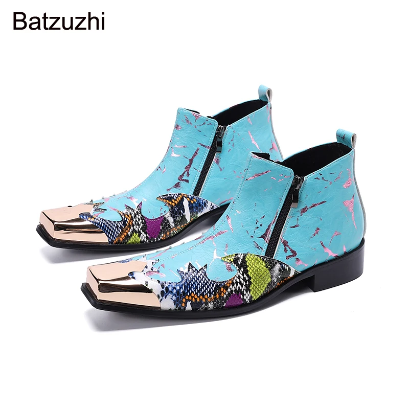 Batzuzhi New Arrival Men's Boots Square Iron Head Blue Ankle Boots Men Genuine Leather Fashion Business/Party and Wedding Botas
Batzuzhi New Arrival Men's Boots Square Iron Head Blue Ankle Boots Men Genuine Leather Fashion Business/Party and Wedding Botas