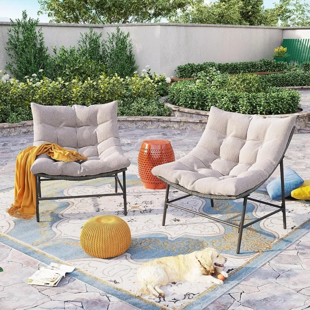 Outdoor Chairs with Cushion and Frame, Patio Rattan Club with Cushions, Oversized Padded Lounge Chairs Set of 2
Outdoor Chairs with Cushion and Frame, Patio Rattan Club with Cushions, Oversized Padded Lounge Chairs Set of 2