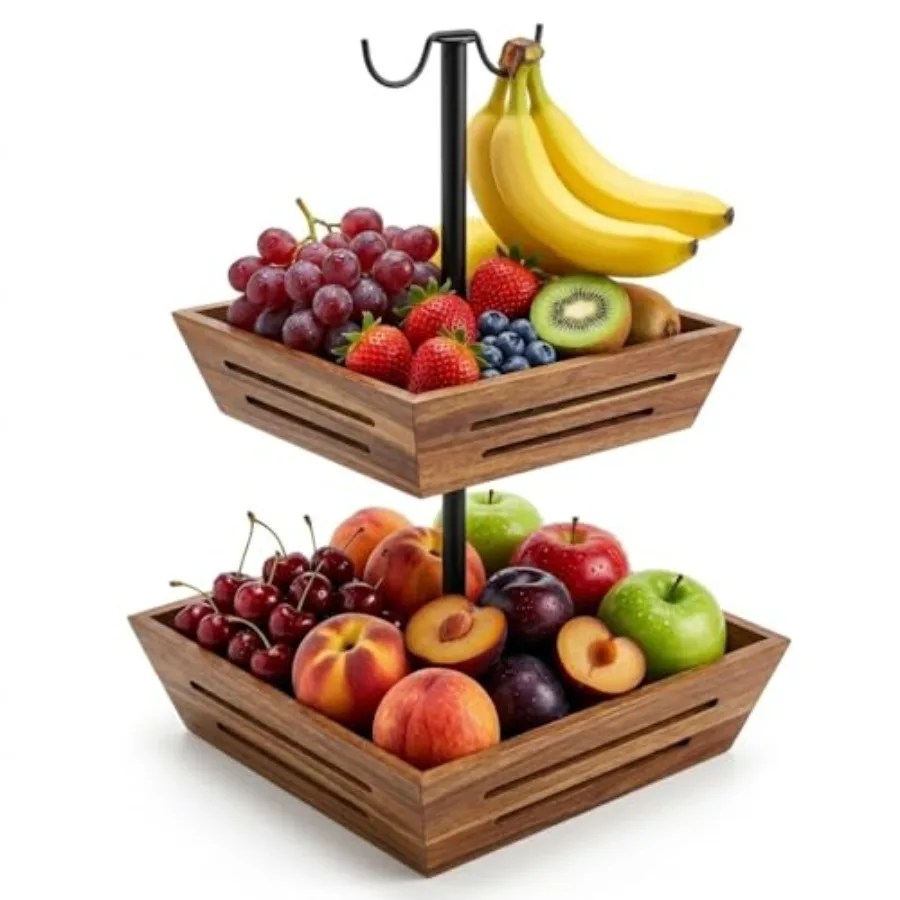 Fruit Basket: 2-Tier Vegetable Storage with Banana Holder Kitchen Countertop Organizer for Bread Snack Large Size
Fruit Basket: 2-Tier Vegetable Storage with Banana Holder Kitchen Countertop Organizer for Bread Snack Large Size