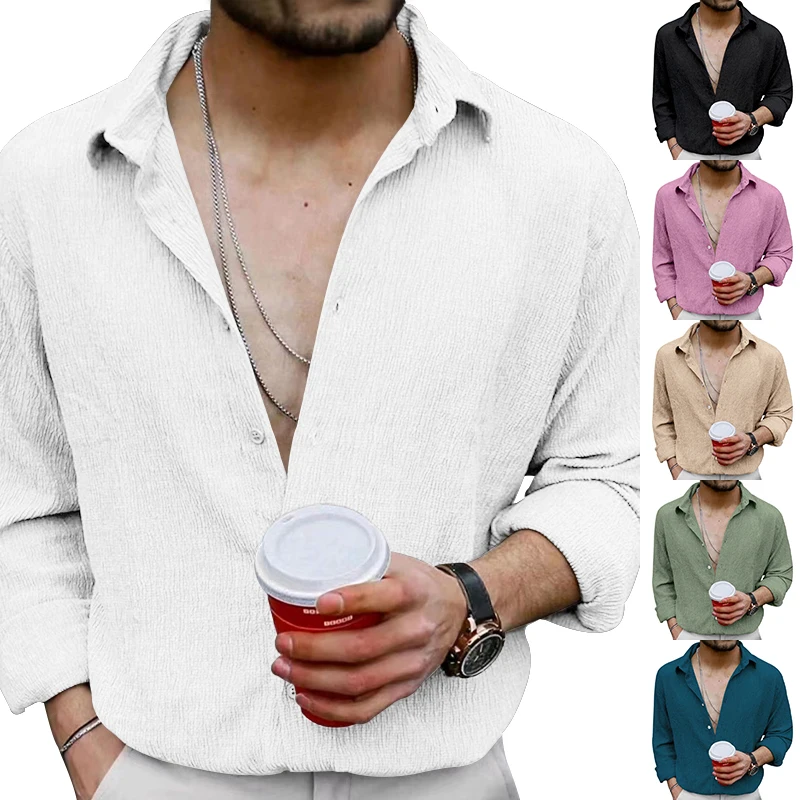 GELITAYIN New Fashion Men's Casual Shirt High Quality Linen Long Sleeve Lapel Holiday Beach Style Shirt Solid Color Men's Clothi
GELITAYIN New Fashion Men's Casual Shirt High Quality Linen Long Sleeve Lapel Holiday Beach Style Shirt Solid Color Men's Clothi