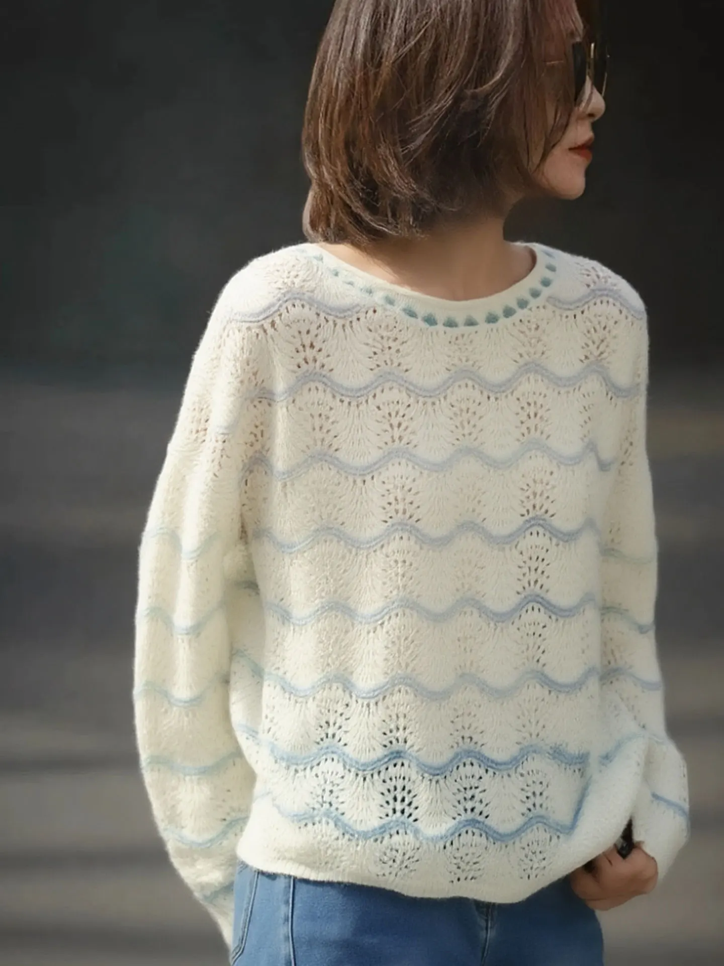 Вязаный свитер Ele Long Sve с волнистым полосатым узором и вырезами, зимний модный женский топ в корейском стиле для повседневной носки, теплый
Вязаный свитер Ele Long Sve с волнистым полосатым узором и вырезами, зимний модный женский топ в корейском стиле для повседневной носки, теплый