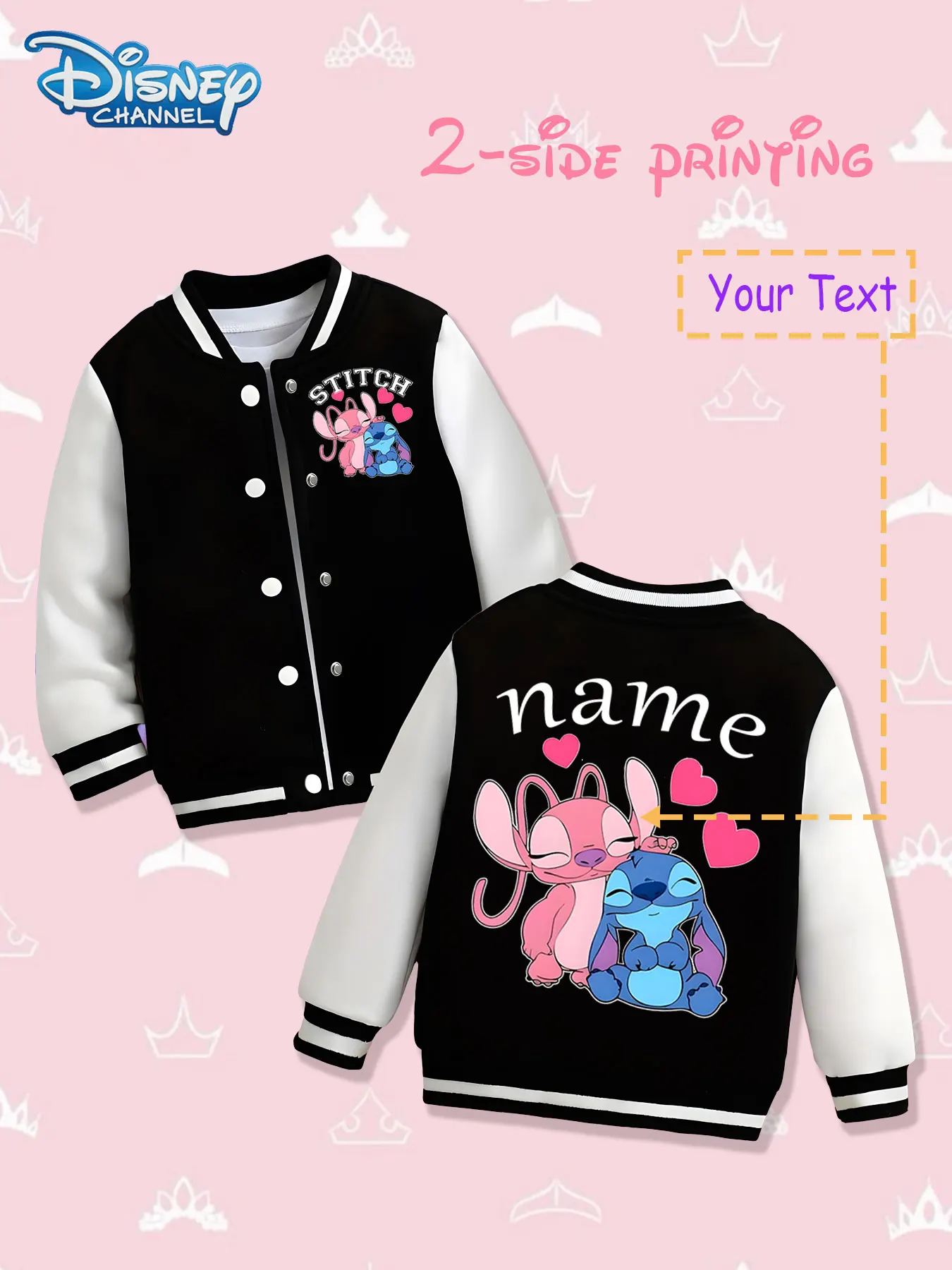 MINISO Disney Stitch Heart Children's Baseball Jacket - Double-sided printing presents the cute shape of Stitch couple, red and
MINISO Disney Stitch Heart Children's Baseball Jacket - Double-sided printing presents the cute shape of Stitch couple, red and