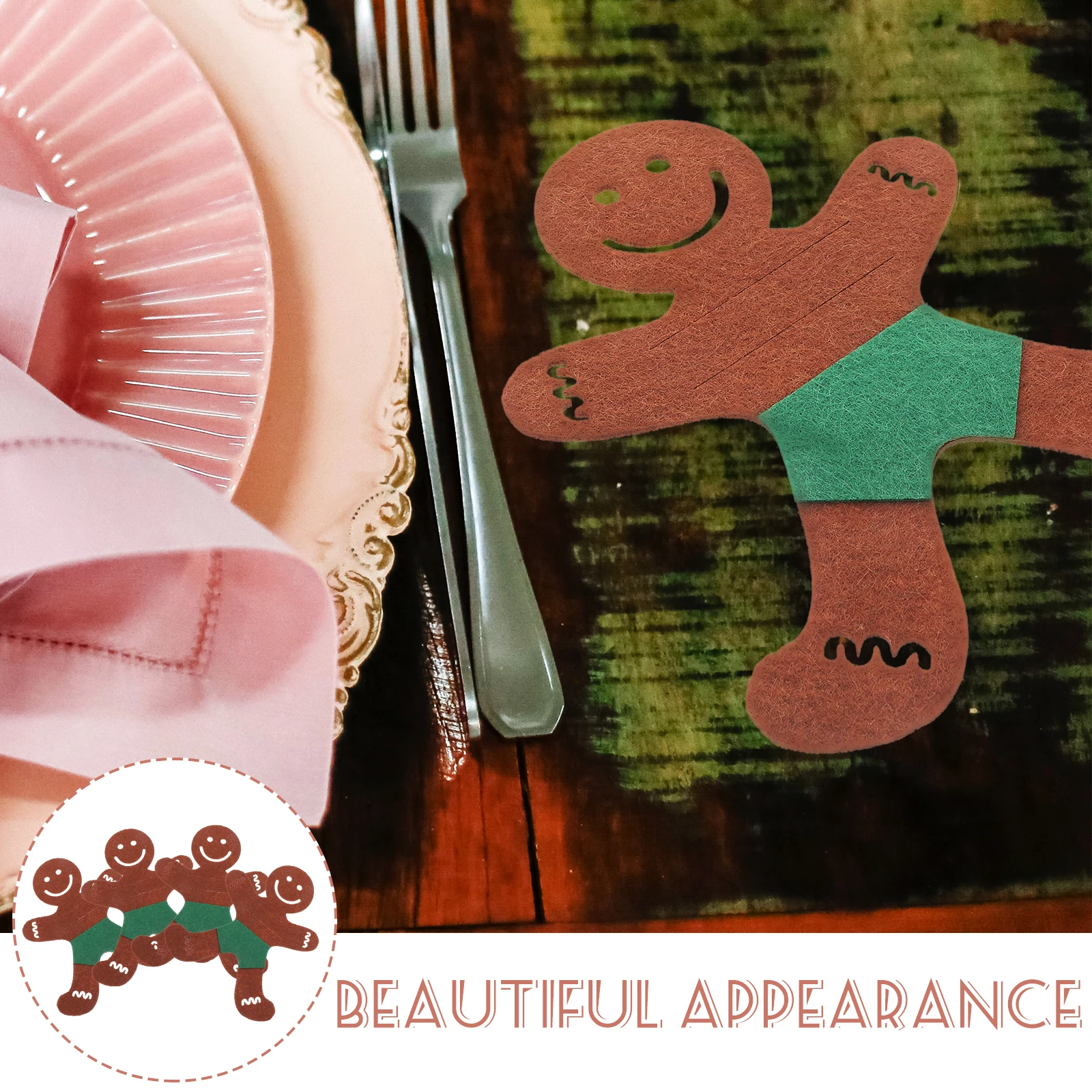 4 Pcs Gingerbread Man Tableware Set Dining Room Silverware Holder for Party Cutlery Pouch Rack Bags Cloth Banquet Supplies
4 Pcs Gingerbread Man Tableware Set Dining Room Silverware Holder for Party Cutlery Pouch Rack Bags Cloth Banquet Supplies