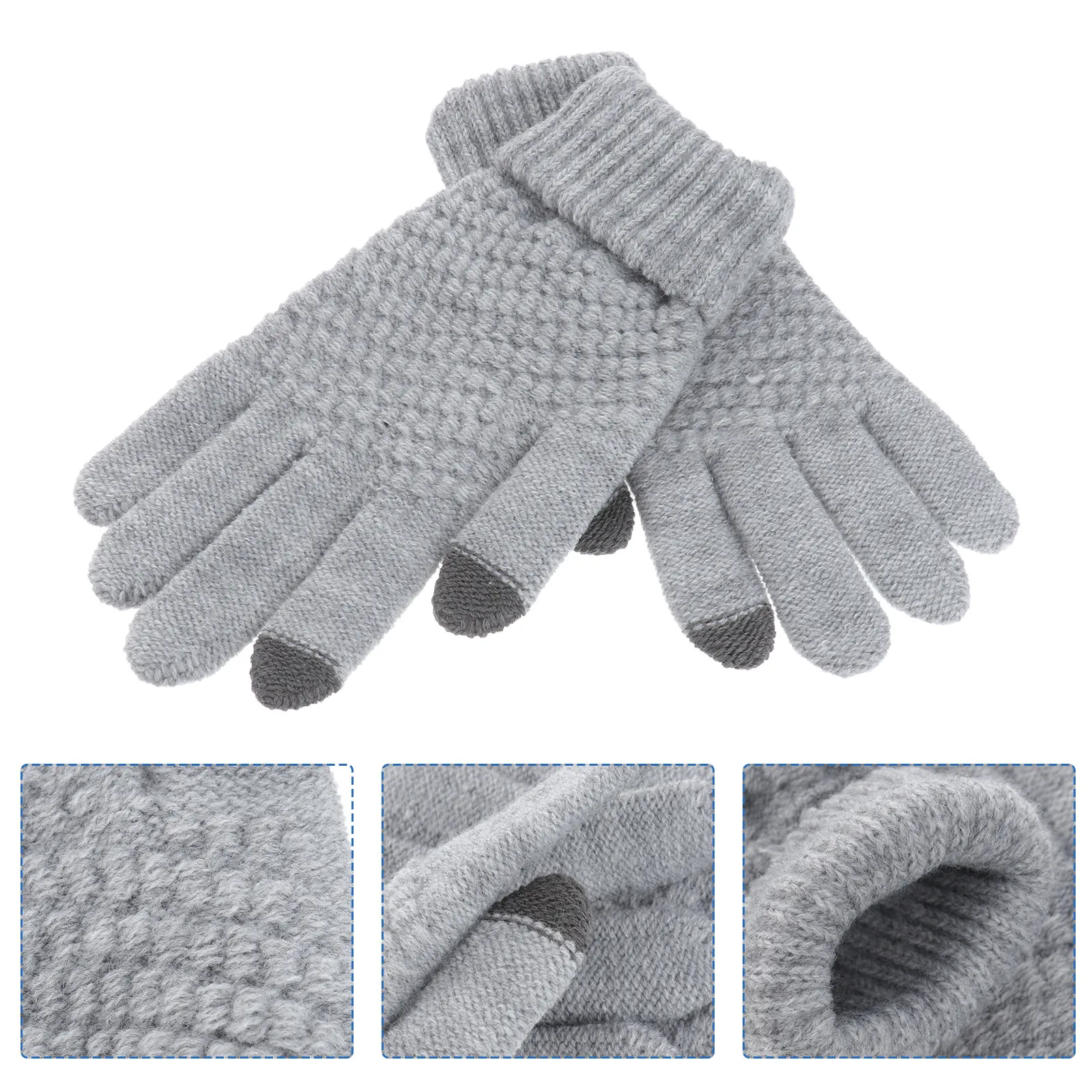 Pair of Grey Woolen Touch Screen Gloves Elastic Warm Winter Ski Gloves Compatible with Cellphone Tablet Touchscreen Devices
Pair of Grey Woolen Touch Screen Gloves Elastic Warm Winter Ski Gloves Compatible with Cellphone Tablet Touchscreen Devices