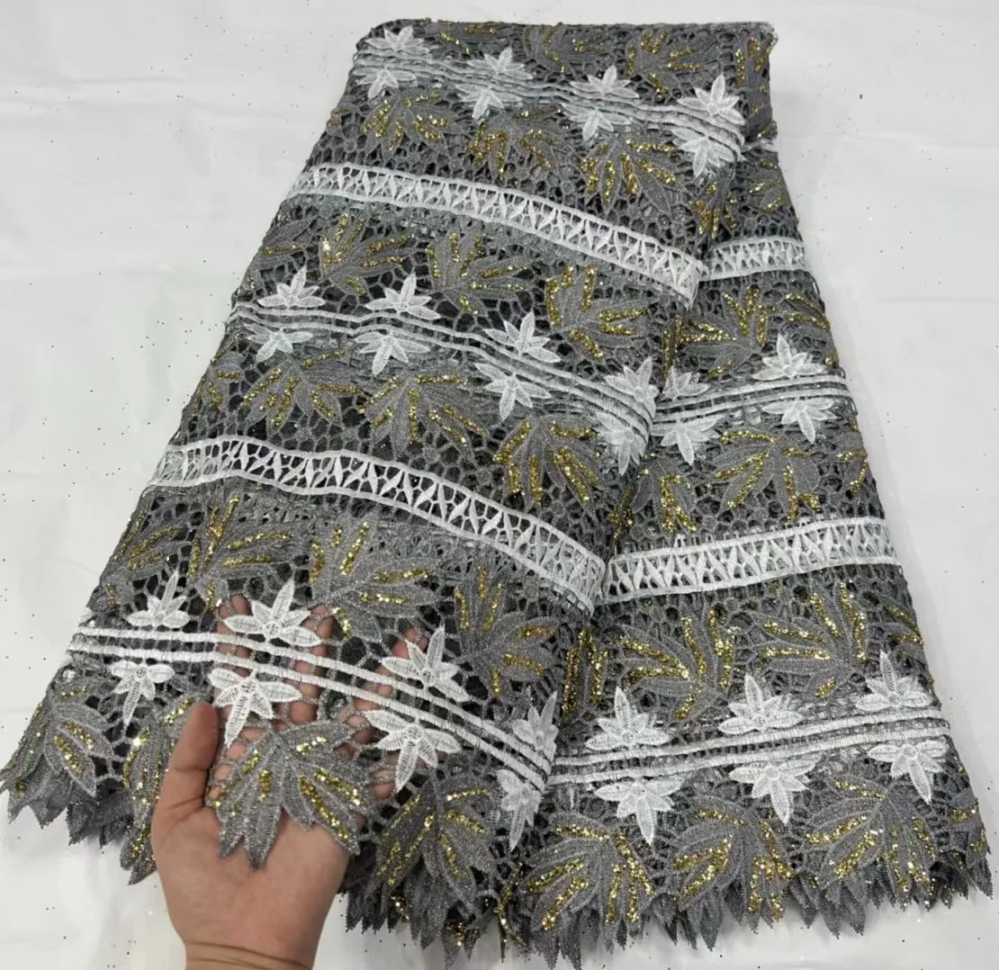 Latest Grey Nigerian Milk Silk Cord Lace Fabric 2022 Sequins Embroidery French African Water Soluble Lace Party Fabric LHD22220
Latest Grey Nigerian Milk Silk Cord Lace Fabric 2022 Sequins Embroidery French African Water Soluble Lace Party Fabric LHD22220