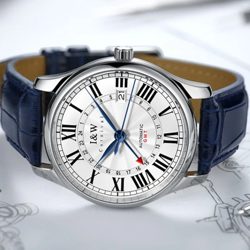 CARNIVAL Mens Mechanical GMT Watch Brand Luxury NH34 Movement Dress Automatic Wristwatches for Men Clock Waterproof Montre Homme
CARNIVAL Mens Mechanical GMT Watch Brand Luxury NH34 Movement Dress Automatic Wristwatches for Men Clock Waterproof Montre Homme