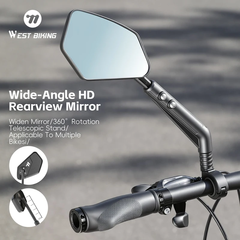WEST BIKING Adjustable Bike Rearview Mirror Wide Vision 360° Rotatable Mirror For 21.8‑25.4mm Handlebar Bicycle Accessories
WEST BIKING Adjustable Bike Rearview Mirror Wide Vision 360° Rotatable Mirror For 21.8‑25.4mm Handlebar Bicycle Accessories