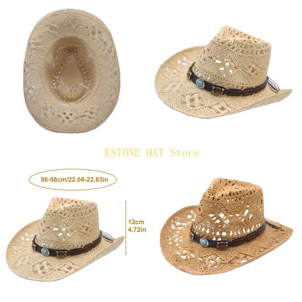 49MF Trendy Woven Straw Sun Hat With Beaded Belt Decoration Ethnic Panama Hat For Women Outdoor Activity And Casual Outfit
49MF Trendy Woven Straw Sun Hat With Beaded Belt Decoration Ethnic Panama Hat For Women Outdoor Activity And Casual Outfit