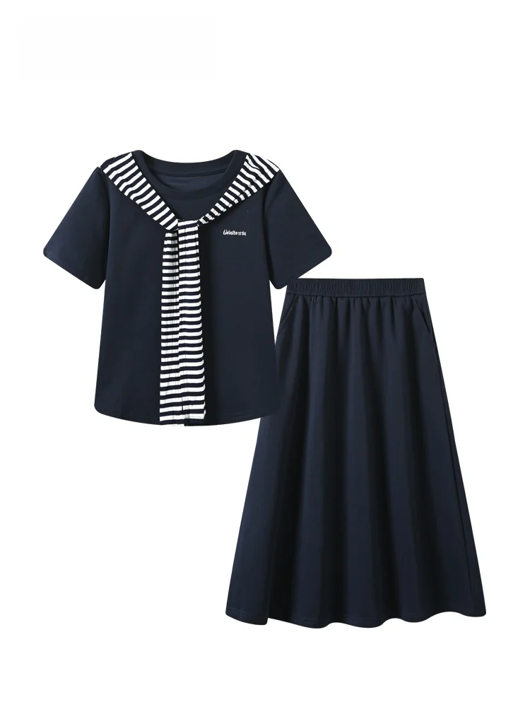 Casual Summer plus Size Women's T-shirt Skirt Set Short Sleeve College Style Fashion Ensemble Cotton Polyester Spandex Blend
Casual Summer plus Size Women's T-shirt Skirt Set Short Sleeve College Style Fashion Ensemble Cotton Polyester Spandex Blend