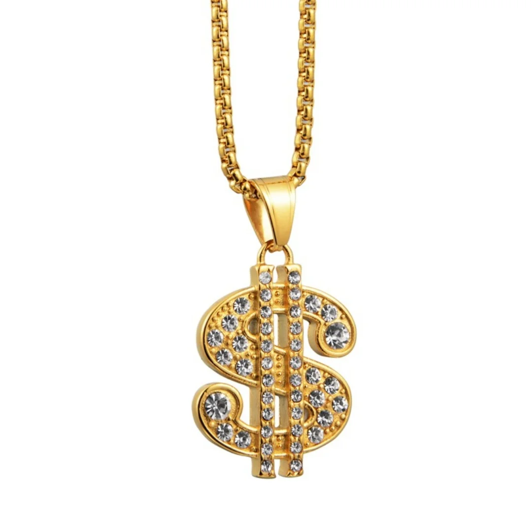 Hip Hop Iced Out Tennis Dollar Signs Moneybag Pendant Gold Color Stainless Steel Zirconia Money Necklace for Woman Man Jewelry
Hip Hop Iced Out Tennis Dollar Signs Moneybag Pendant Gold Color Stainless Steel Zirconia Money Necklace for Woman Man Jewelry