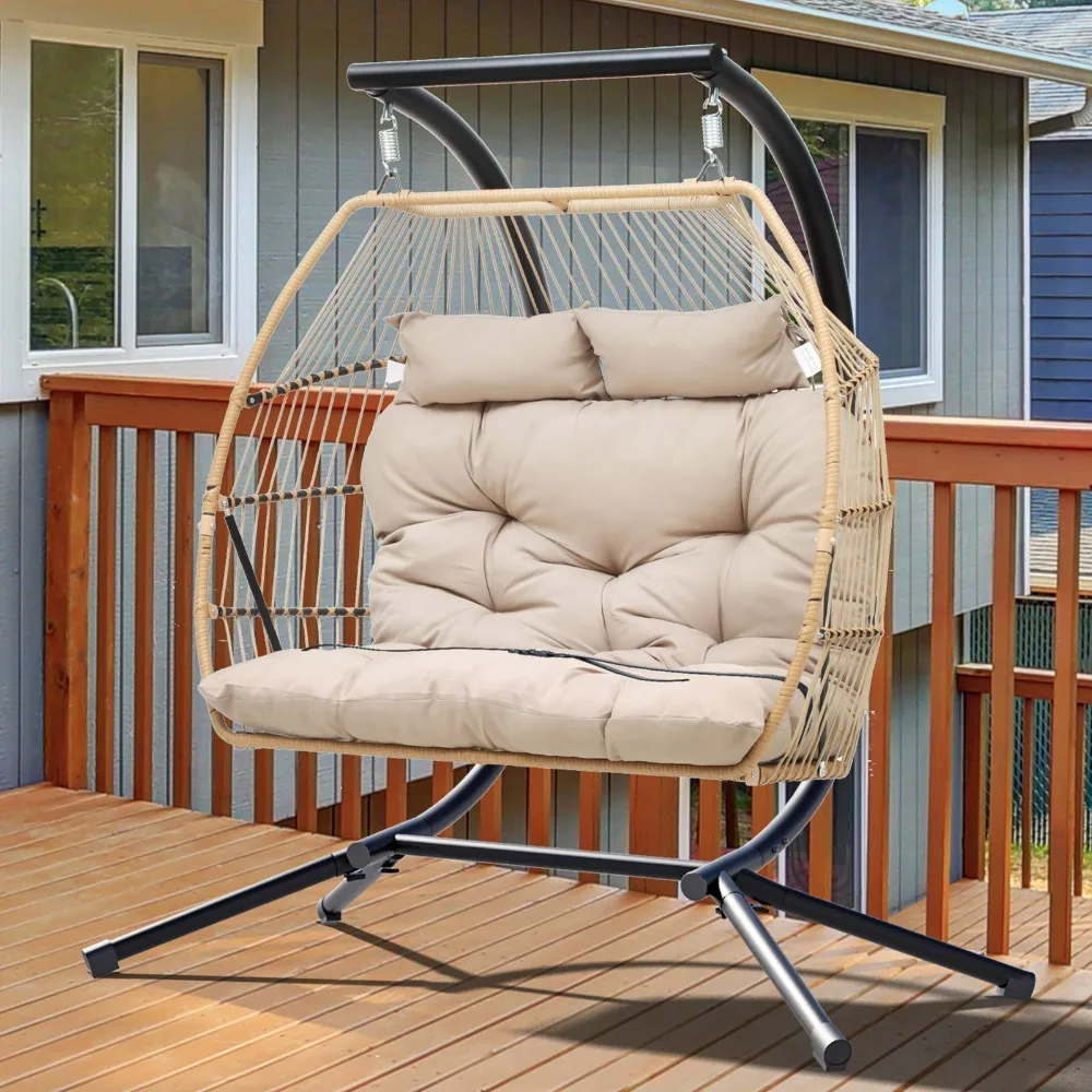 Double Hanging Egg Swing Chair Patio Wicker Rattan Chair w/Cushion Hexagon Khaki
Double Hanging Egg Swing Chair Patio Wicker Rattan Chair w/Cushion Hexagon Khaki