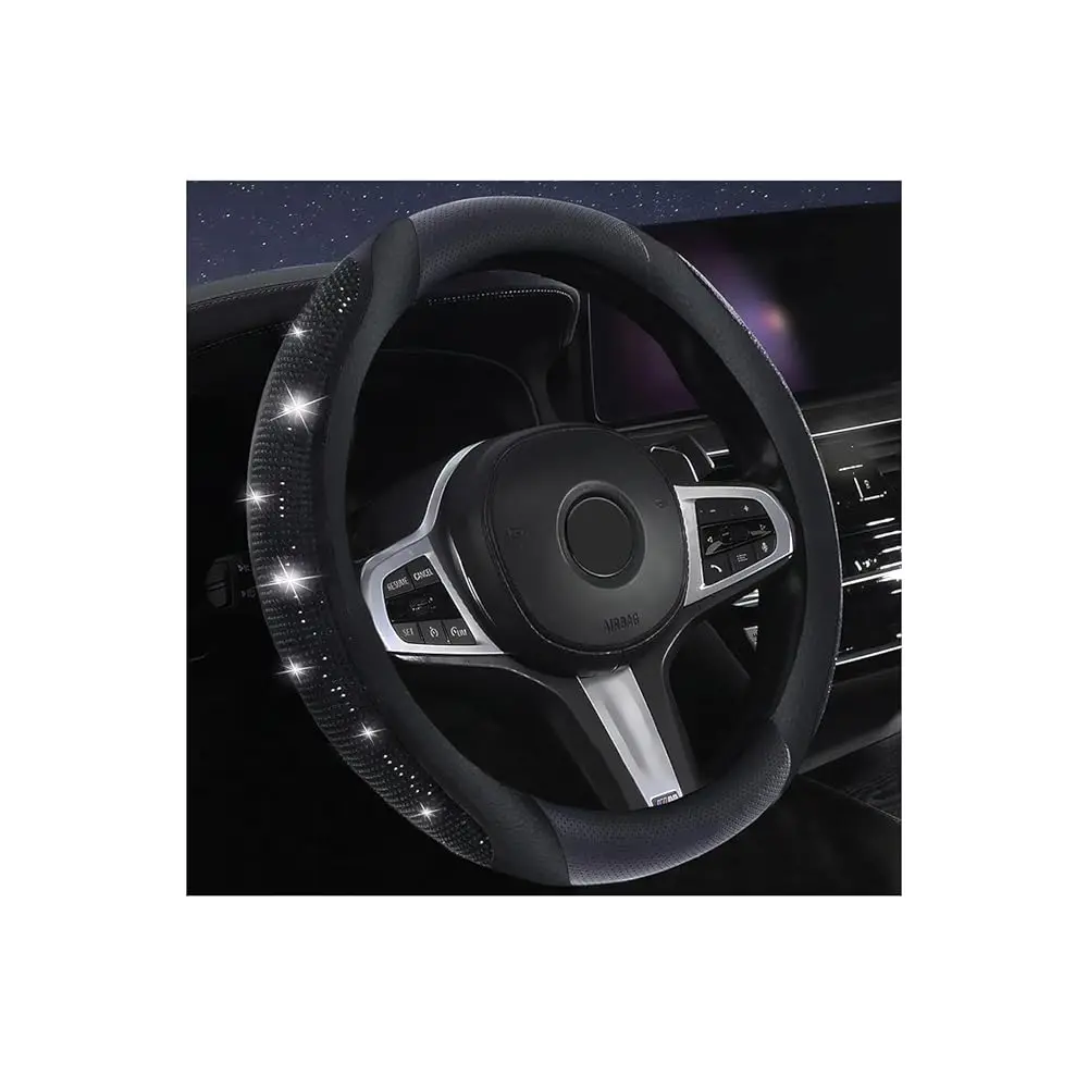Bling Leather Steering Wheel Cover, Diamond Crystal Rhinestones Sparkly Steering Wheel Protector for Women Girls Soft Breatha
Bling Leather Steering Wheel Cover, Diamond Crystal Rhinestones Sparkly Steering Wheel Protector for Women Girls Soft Breatha