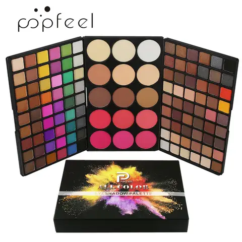 POPFEEL 123 Color Matte Eyeshadow Power Palette + 15 Color Facial Blush Highlighter Glitter Make Up Pigment Eyes Makeup Pallete
