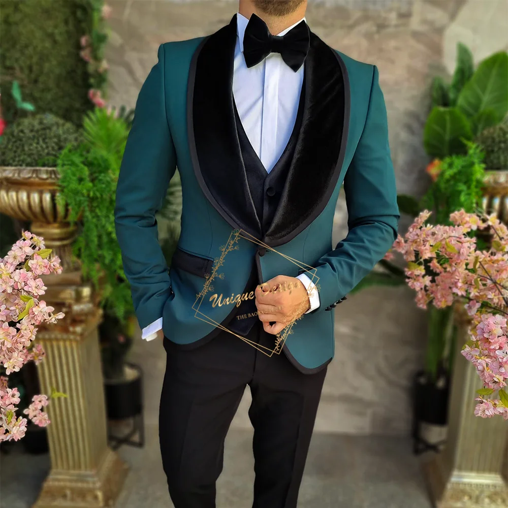 Men's Formal Suit in Hylan 3-piece Black Velvet Shawl Lapel Jacket Vest Pants Custom Fit for Wedding Groom Cocktail Party Tuxedo
Men's Formal Suit in Hylan 3-piece Black Velvet Shawl Lapel Jacket Vest Pants Custom Fit for Wedding Groom Cocktail Party Tuxedo
