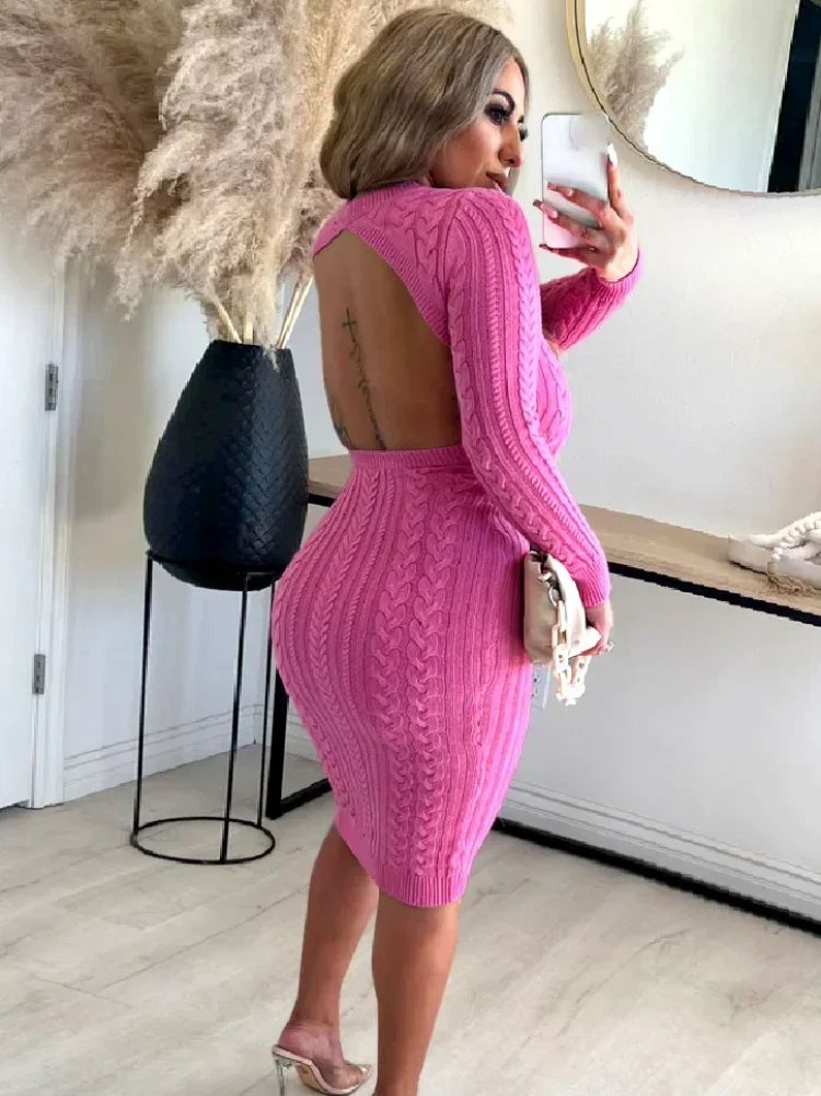 KEXU Sexy Open Back Women Thick Warm Sweater Bodycon Midi Dress Autumn Winter Fashion Streetwear Vestidos Long Sleve Dresses
KEXU Sexy Open Back Women Thick Warm Sweater Bodycon Midi Dress Autumn Winter Fashion Streetwear Vestidos Long Sleve Dresses