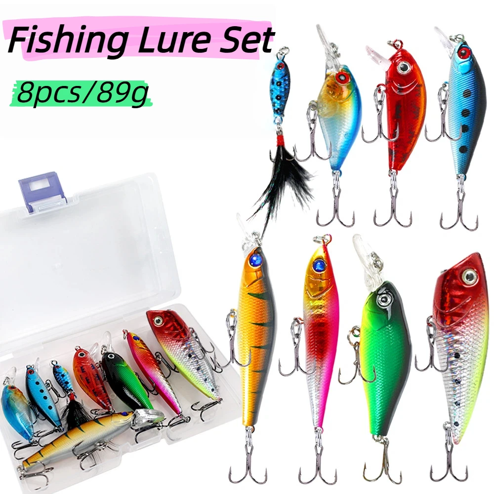8pcsFishing Lure Set Hard Bait Kit - Minnow Popper Pencil Crankbait Swimbait Wobblers Artificial Bionic Tackle for Bass Trout
8pcsFishing Lure Set Hard Bait Kit - Minnow Popper Pencil Crankbait Swimbait Wobblers Artificial Bionic Tackle for Bass Trout