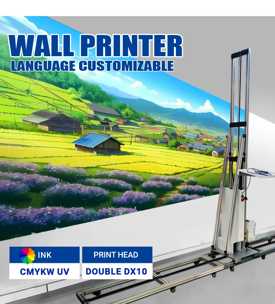 BK-UP200W Pro White wall/Brick Wall Printer Full Image Printing Stable With Tracks Double DX10 CMYKW UV Ink 3M printing Height
BK-UP200W Pro White wall/Brick Wall Printer Full Image Printing Stable With Tracks Double DX10 CMYKW UV Ink 3M printing Height