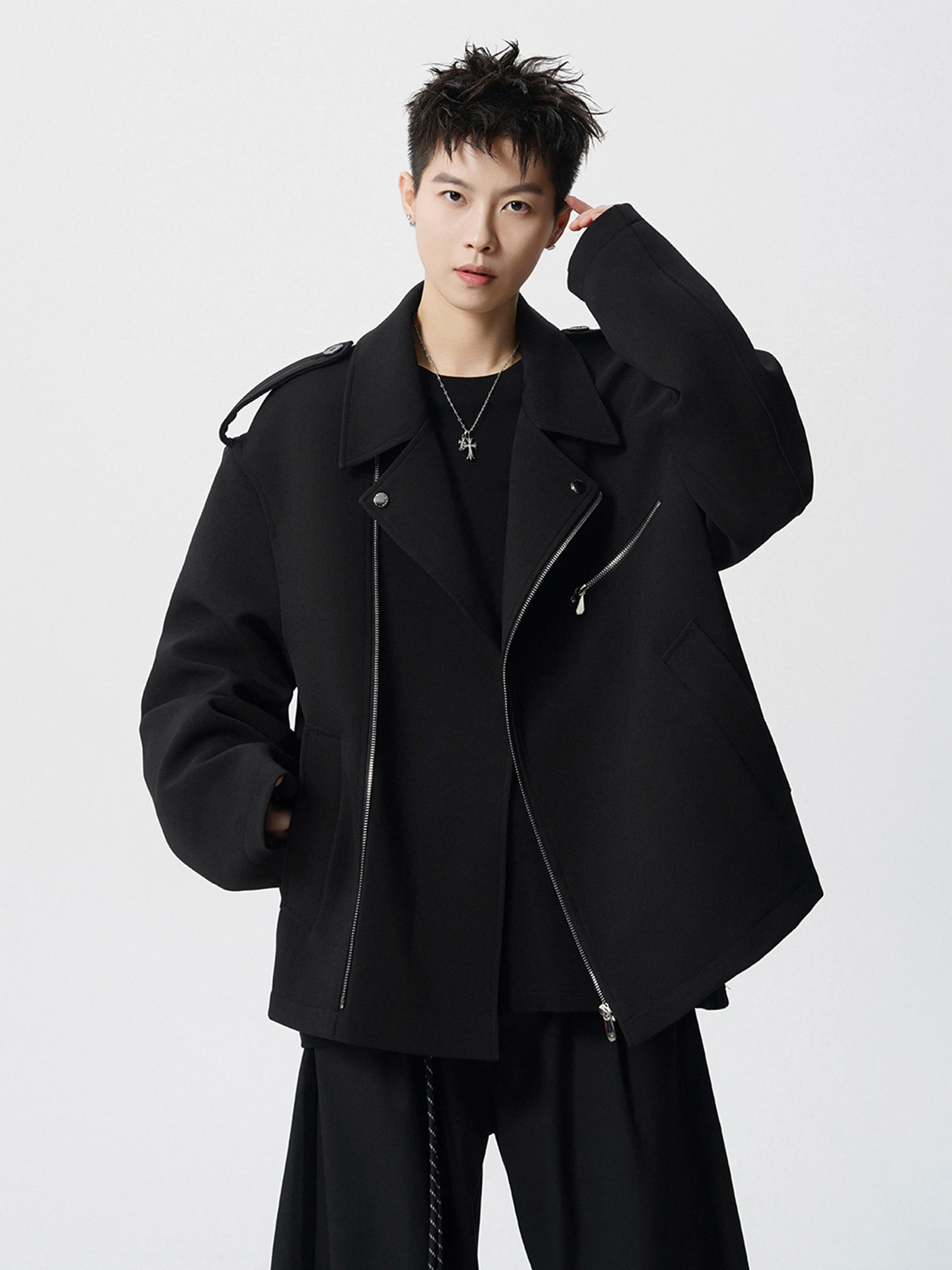 ort Men's Jaet American Retro Cleanfit Design Deconstructed irt Autumn Cool Collar Coat Trendy Zipper Decorated Loose Fit
ort Men's Jaet American Retro Cleanfit Design Deconstructed irt Autumn Cool Collar Coat Trendy Zipper Decorated Loose Fit