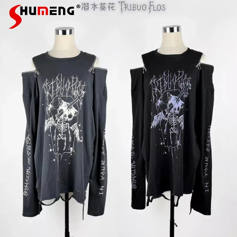 Oversize Long-sleeve T-shirt Original Subculture Dark Gothic Punk Style Loose Top Japanese Y2K T-shirt Women's Clothes Spring
Oversize Long-sleeve T-shirt Original Subculture Dark Gothic Punk Style Loose Top Japanese Y2K T-shirt Women's Clothes Spring