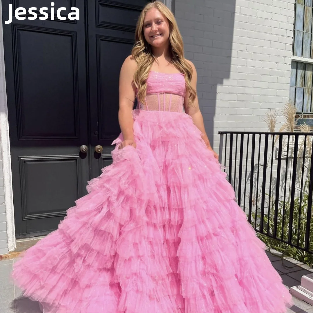 Jessica Pink Prom Dresses Sweetheart Glitter Tulle Multi-Layer Evening Dress 2024 فساتين السهرة Corset Birthday Party Dresses
Jessica Pink Prom Dresses Sweetheart Glitter Tulle Multi-Layer Evening Dress 2024 فساتين السهرة Corset Birthday Party Dresses
