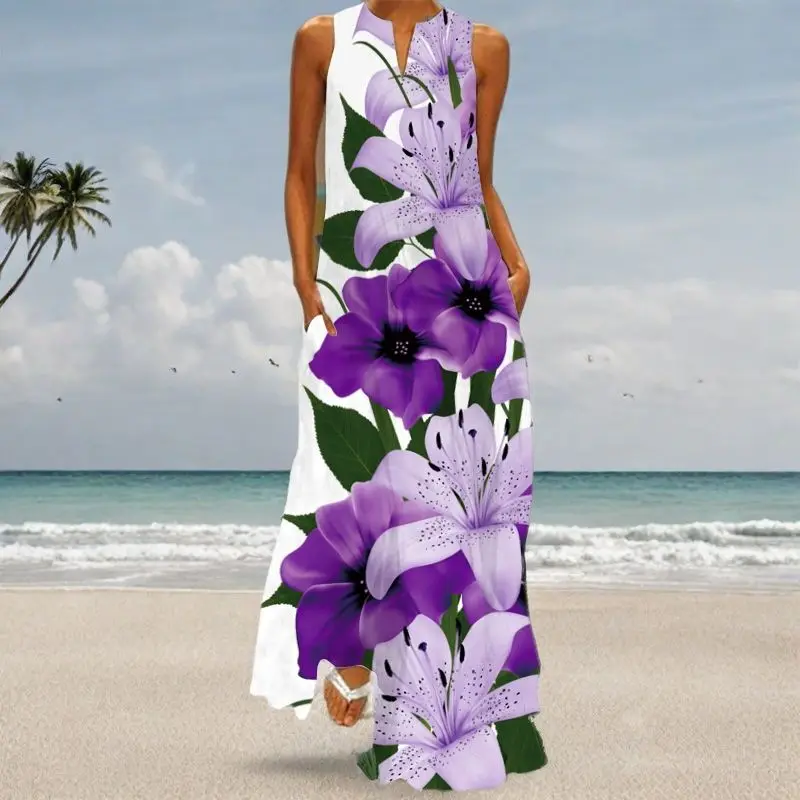 Vibrant Floral Print Pocket Sleeveless Dress Breathable for Spring & Summer - Women's Stylish Clothing for Outdoor Activities
Vibrant Floral Print Pocket Sleeveless Dress Breathable for Spring & Summer - Women's Stylish Clothing for Outdoor Activities