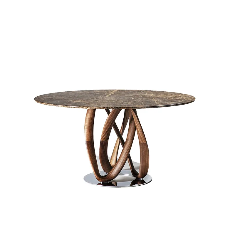 Italian tempered glass dining table Modern restaurant Home round table Designer high-end artistic walnut dining table
Italian tempered glass dining table Modern restaurant Home round table Designer high-end artistic walnut dining table