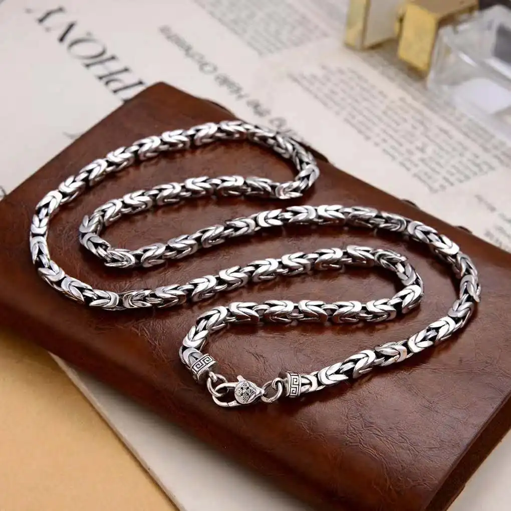 Thai silver retro domineering thick and long pure silver necklace with safety pattern 99 feet silver trendy men's collarbone cha
Thai silver retro domineering thick and long pure silver necklace with safety pattern 99 feet silver trendy men's collarbone cha