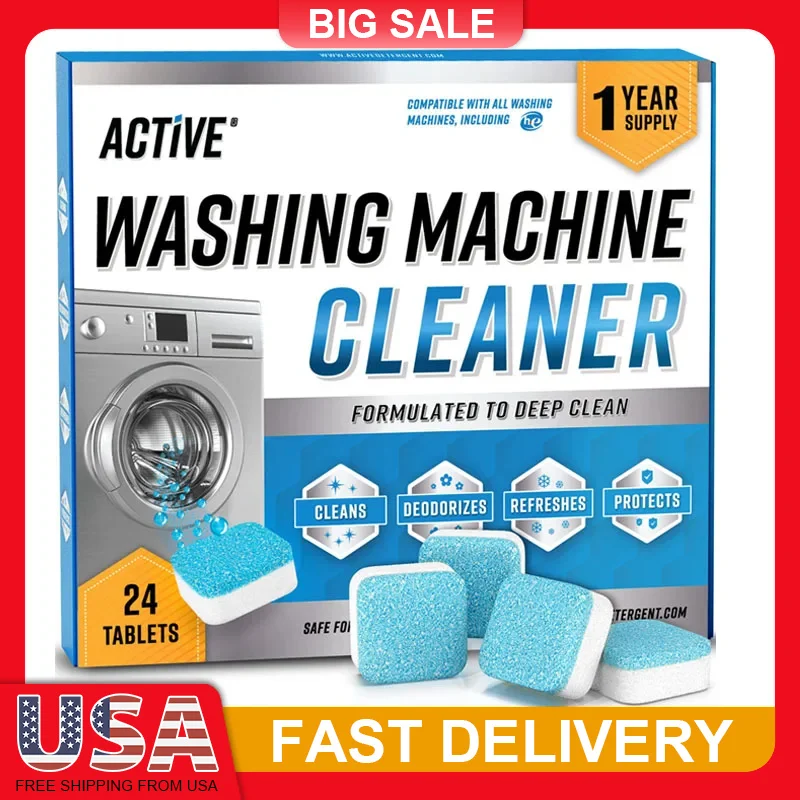 24 Pack Washing Machine Cleaner Tablets HE Compatible Front Top Load Washer Descaler Odor Eliminator Deep Clean Drum Gasket
24 Pack Washing Machine Cleaner Tablets HE Compatible Front Top Load Washer Descaler Odor Eliminator Deep Clean Drum Gasket