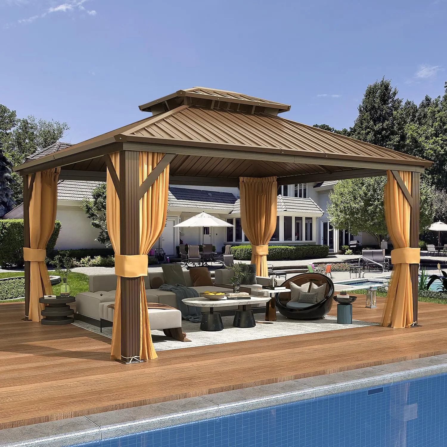 12' x 14' Hardtop Gazebo, Aluminum Frame Gazebos with Galvanized Steel Double Roof, Permanent Outdoor Metal, Customized
12' x 14' Hardtop Gazebo, Aluminum Frame Gazebos with Galvanized Steel Double Roof, Permanent Outdoor Metal, Customized