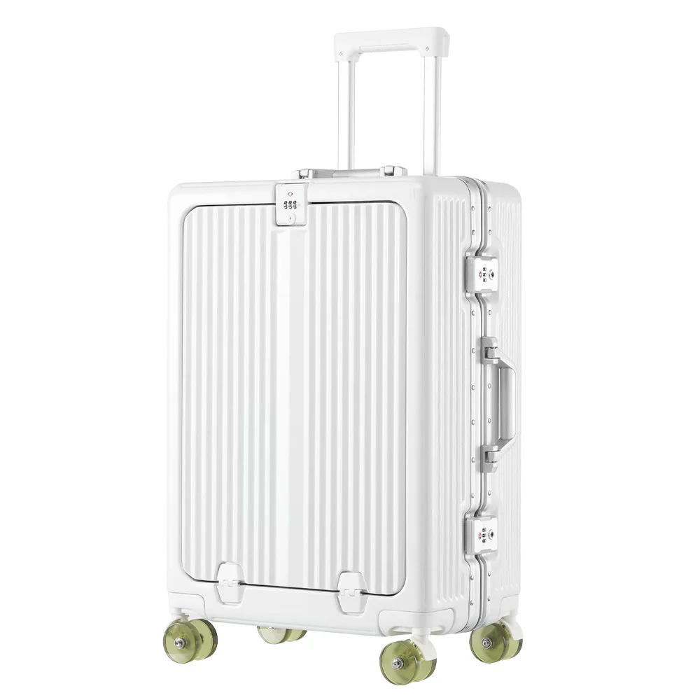 One-click front open aluminum frame 20-inch boarding case, ice skating wheel suitcase, customs lock
One-click front open aluminum frame 20-inch boarding case, ice skating wheel suitcase, customs lock
