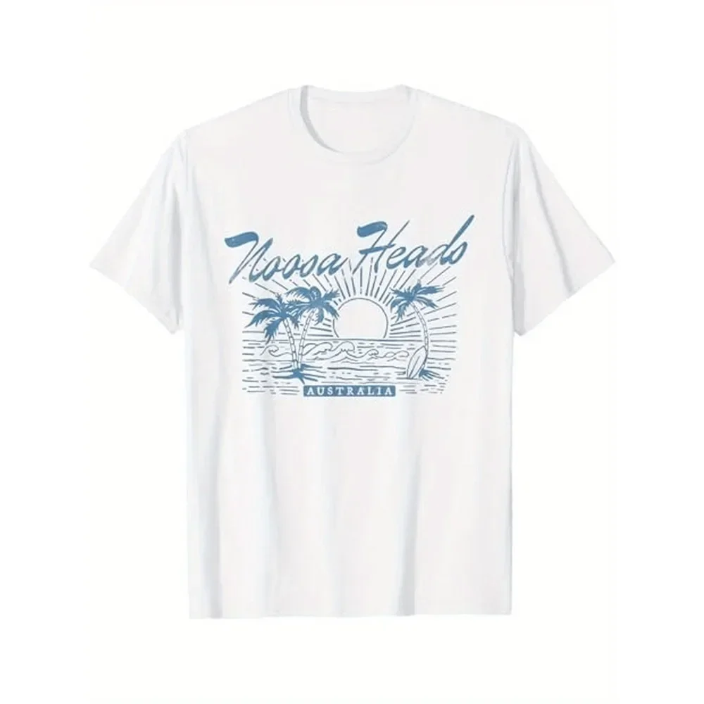 's Noosa Heads Australia Vintage Distressed T-Shirt - Olive Green Retro Surf & Palm Tree Print, Casual Short Sleeve Round Neck
's Noosa Heads Australia Vintage Distressed T-Shirt - Olive Green Retro Surf & Palm Tree Print, Casual Short Sleeve Round Neck