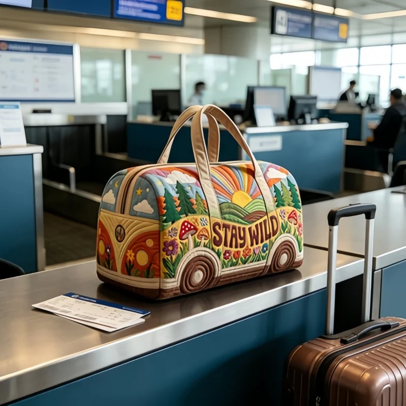 1pc Bohemian Hippie Travel Bag, 3D Quilted "STAY WILD" Van Duffle Bag, Cottagecore Mushroom Weekender Bag
1pc Bohemian Hippie Travel Bag, 3D Quilted "STAY WILD" Van Duffle Bag, Cottagecore Mushroom Weekender Bag