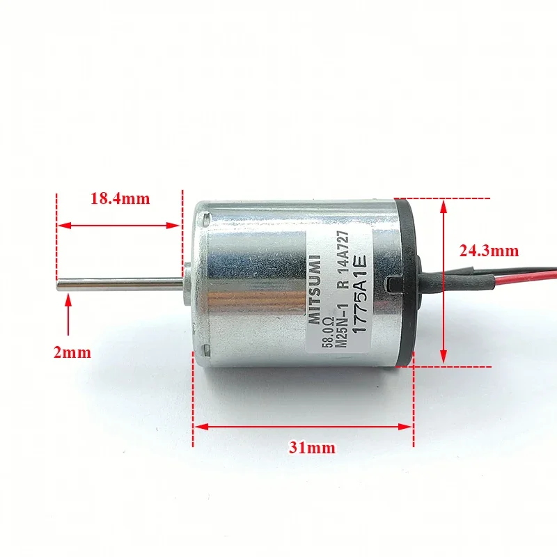 MITSUMI M25N-1 Mini 370 Low Current Consumption DC Motor 4900RPM Carbon Brush 24mm Diameter Available in 12V 18V 24V Options
MITSUMI M25N-1 Mini 370 Low Current Consumption DC Motor 4900RPM Carbon Brush 24mm Diameter Available in 12V 18V 24V Options