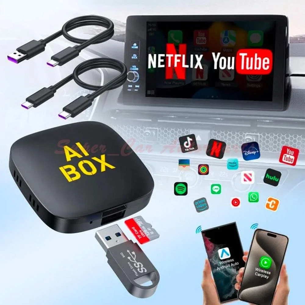 Беспроводной адаптер CarPlay AI Box Android Auto WIFI с Netflix YouTube
Беспроводной адаптер CarPlay AI Box Android Auto WIFI с Netflix YouTube