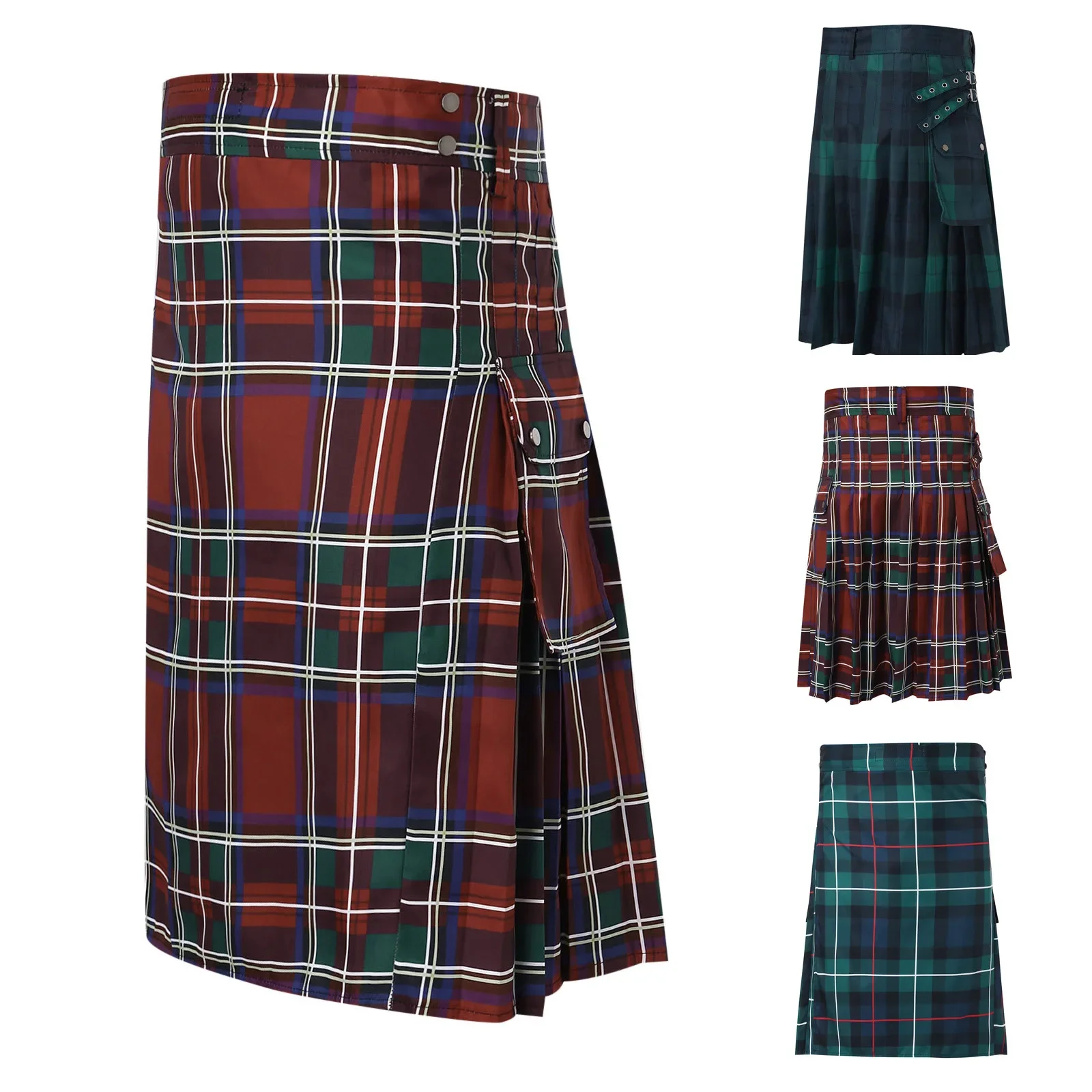 Mens Scottish Traditional Highland Tartan Kilt Knee Length Tartan Utility Skirt Cosplay Costumes
Mens Scottish Traditional Highland Tartan Kilt Knee Length Tartan Utility Skirt Cosplay Costumes